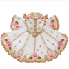 Laddu Gopal Poshak – White with Pink Floral Handmade Dress